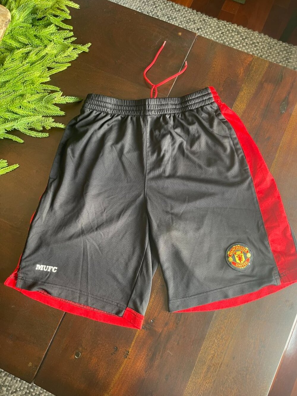 Vintage Manchester United FC England Football Soccer Training Shorts SZ M